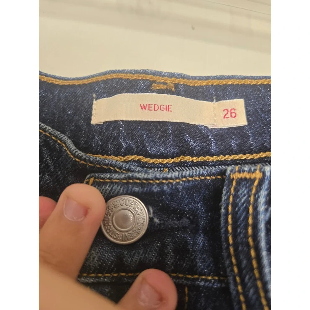 Levis Wedgie Straight Jeans Dark Wash Indigo High Rise Denim Size 26